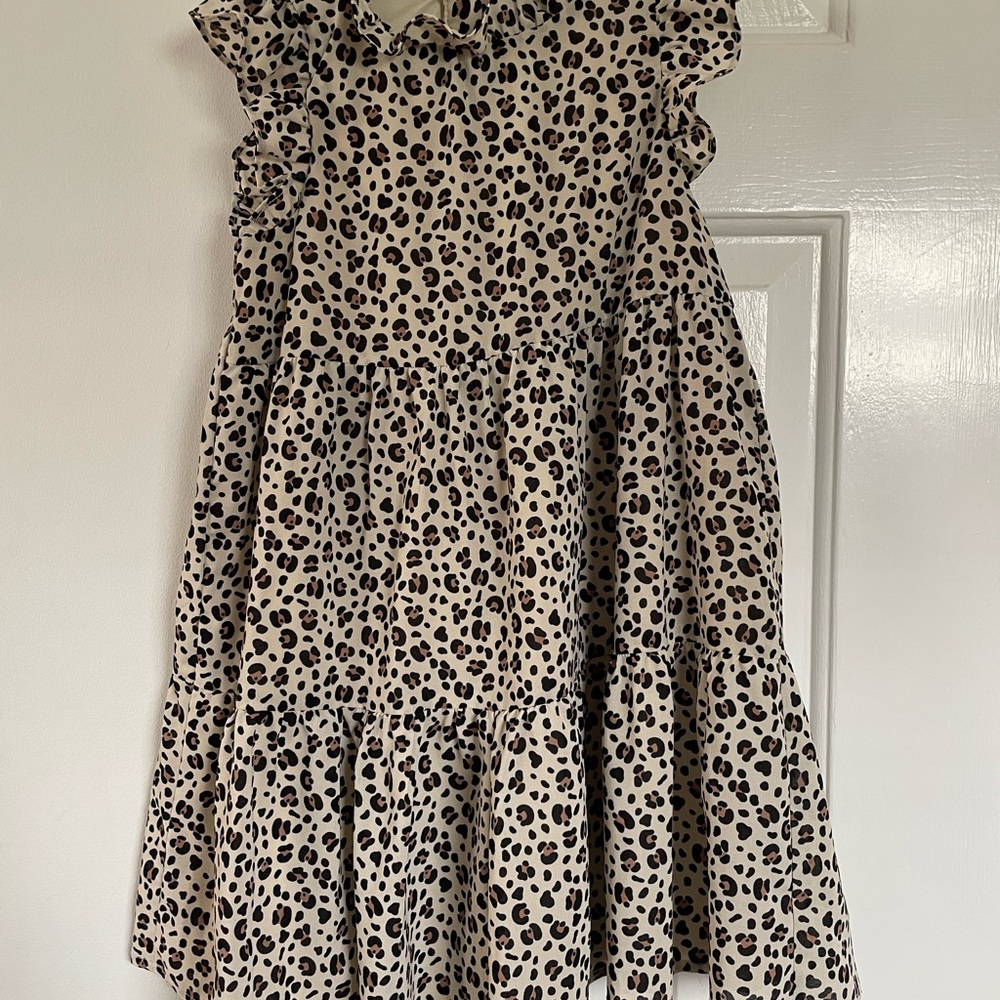 Janie & Jack Leopard Ruffle Dress Size 5 - Picture 3 of 5